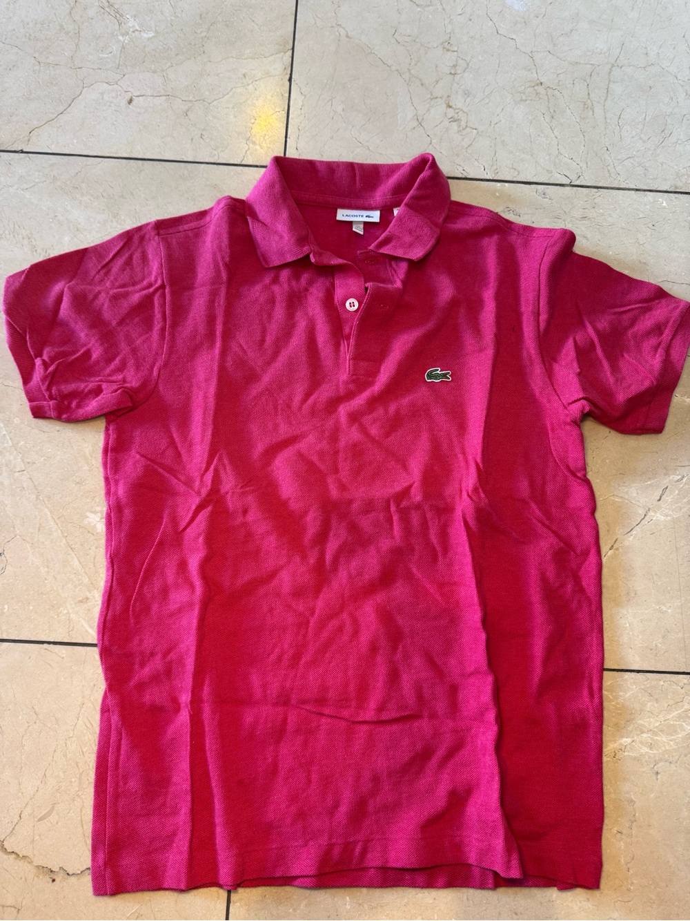 Lacoste Kids Bright Pink Polo with Signature Crocodile